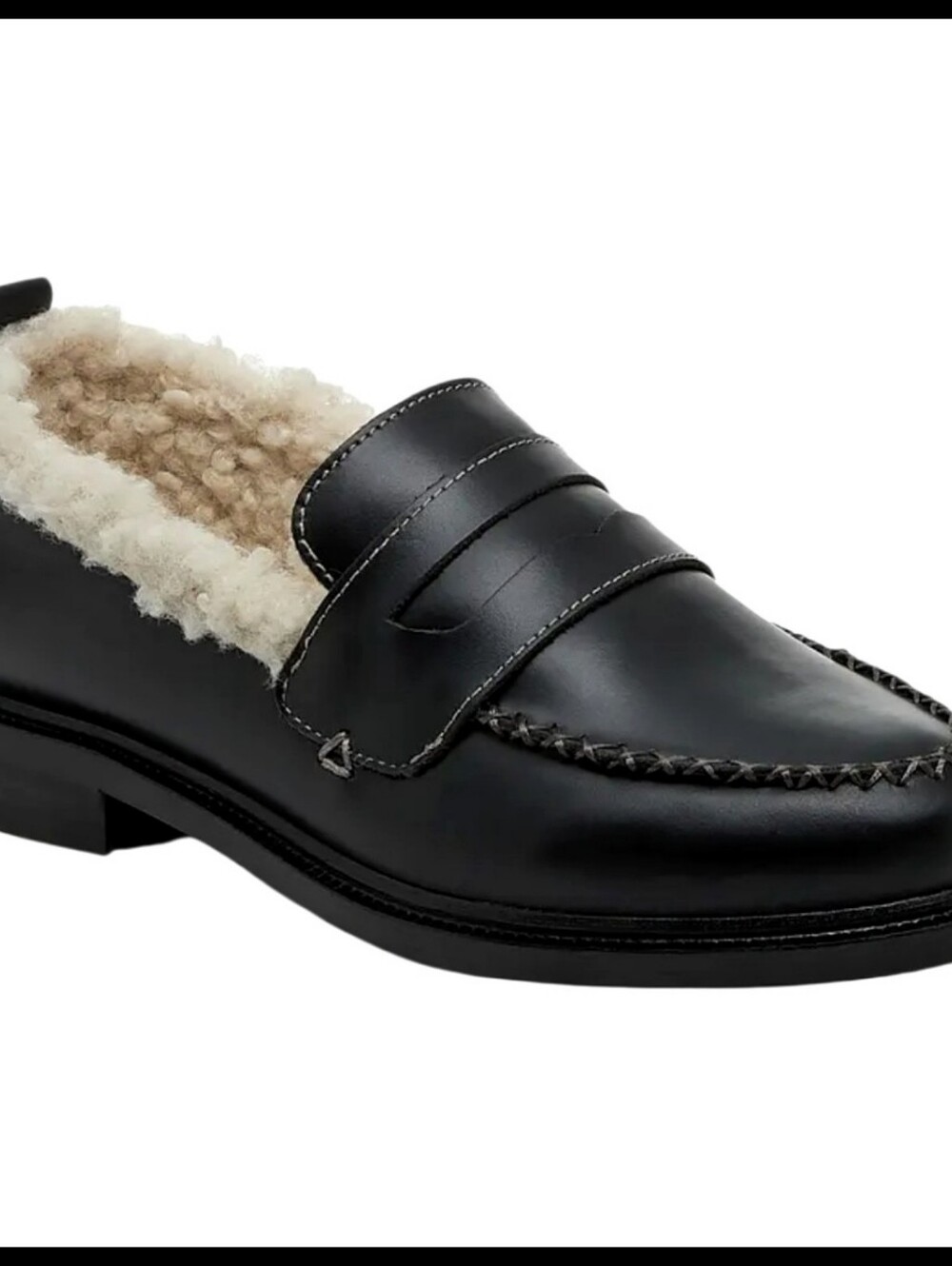 Kelsi Dagger Brooklyn Lens Faux Shearling Lined Leather Loafer Black Size 10